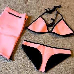 Pink Triangle Bikini and Travel Bag